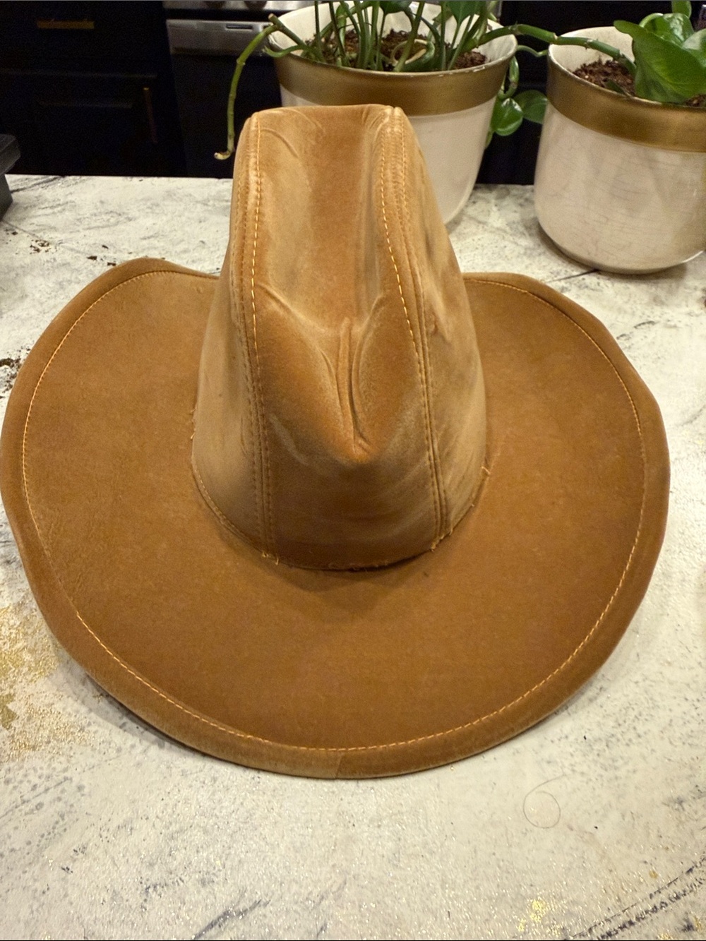 Men's Brown Western Leather Cowboy Hat
